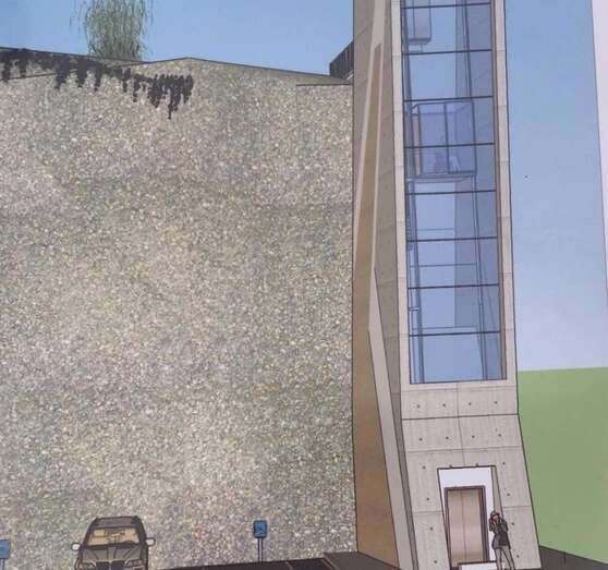 Infografía del ascensor panorámico de Melenara que el Ayuntamiento de Telde anunció en 2017 (Foto TA)