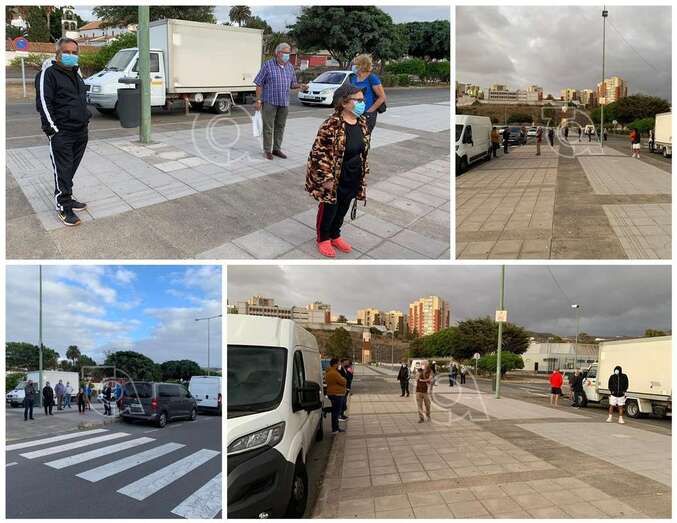 Protesta de los mercadilleros en Jinámar, esta mañana/TA.