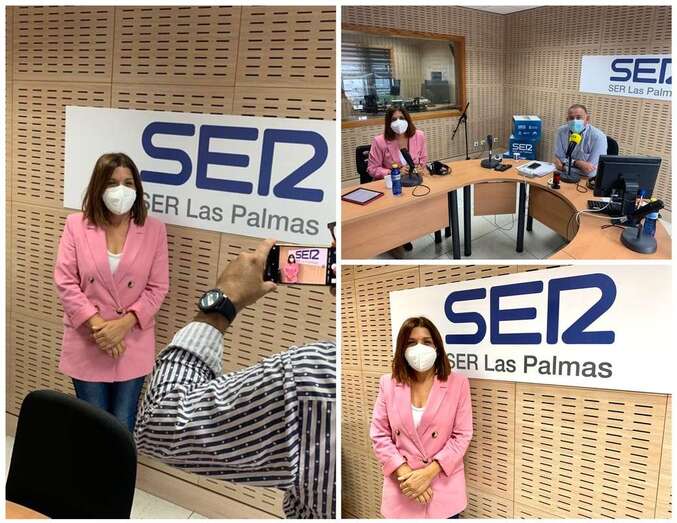 Carmen Hernández en los estudios de SER Las Palmas con el periodista Evaristo Quintana/TA.