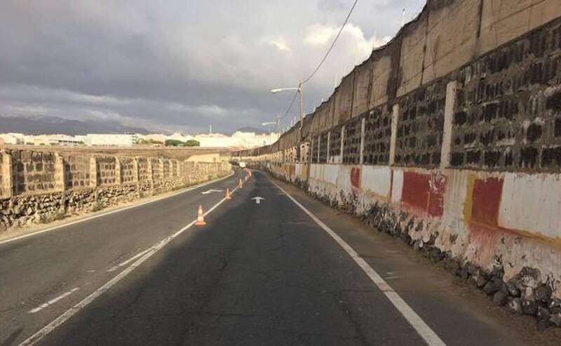 Obras de ensanche de la carretera de Melenara/TA.