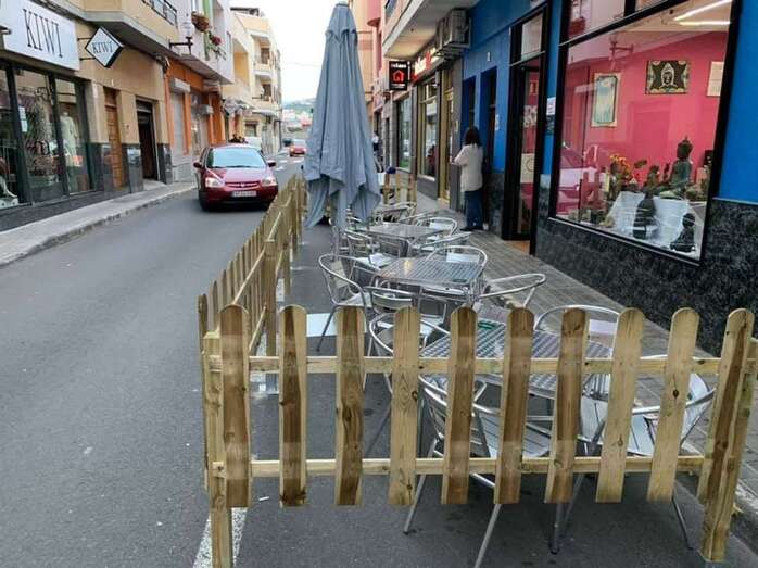 Imagen de archivo de una terraza provisional en el casco de Telde (Foto TA)