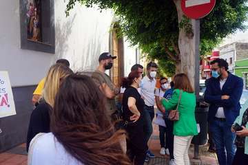 Protesta de los extrabajadores del Paco Artiles esta mañana en El Calero/TA/Antonio Alí y Acfi Press.
