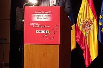 El socialista teldense Alejandro Ramos, en el XII Congreso de CCOO de Canarias/TA.