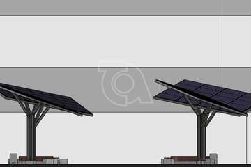 Cuatro pérgolas metálicas darán sombra al acceso principal al edificio de El Cubillo/TA.