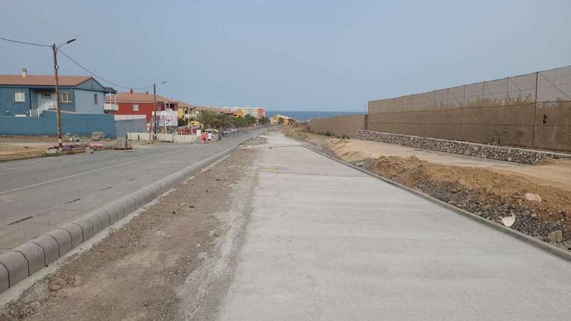 Estado de las obras de ensanche de la carretera de Melenara/TA.