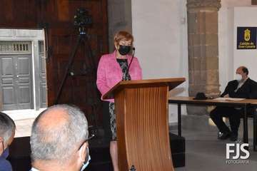 La exconcejala Gregoria González alza su voz en el Pleno de Telde contra el feminicidio/Francisco Javier Santana.