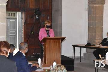 La exconcejala Gregoria González alza su voz en el Pleno de Telde contra el feminicidio/Francisco Javier Santana.