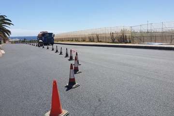 Trabajos de asfaltado del ensanche de la carretera de Melenara/TA.