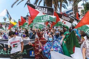 Telde secunda en la capital la concentración por la autodeterminación del pueblo saharaui/TA, Acfi Press y José Manuel García.
