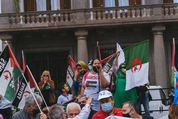 Telde secunda en la capital la concentración por la autodeterminación del pueblo saharaui/TA, Acfi Press y José Manuel García.