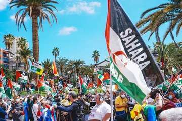 Telde secunda en la capital la concentración por la autodeterminación del pueblo saharaui/TA, Acfi Press y José Manuel García.