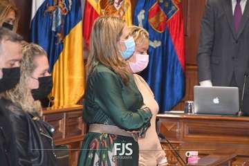 Lectura del manifiesto por Carla Demetrio en el Pleno de Telde de este martes/TA.