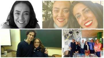 Saro Hernández con su hermana, el fallecido Pedro Zerolo y un grupo de trabajo de Aldeas Infantiles (Foto TA)