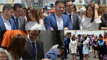 Momentos del diálogo de la alcaldes y miembros de CC durante la procesión (Foto TA)