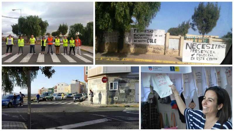 Protesta de la comunidad educativa de El Goro y la concejala Saraiba Leal (Foto TA)