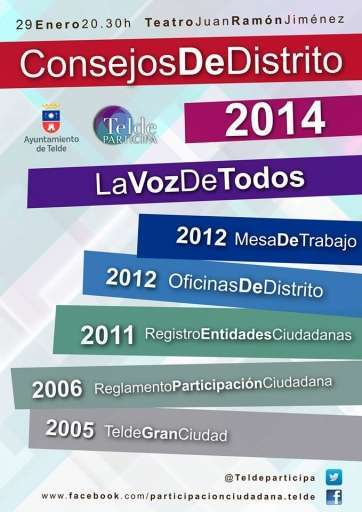 Cartel del acto de presentación de los Consejos de Distrito (Foto TA)