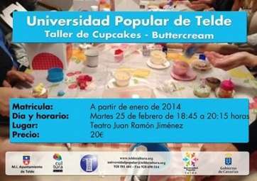 Cartel del taller de cupcakes (Foto TA)