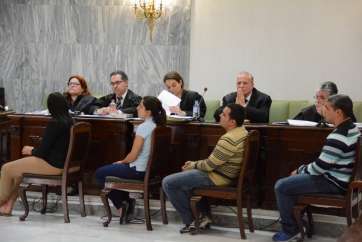 Los cuatros acusados, en la primera vista del juicio (Foto Acfi Press)