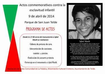 Cartel de las actividades por el día contra la esclavitud infantil (Foto TA)