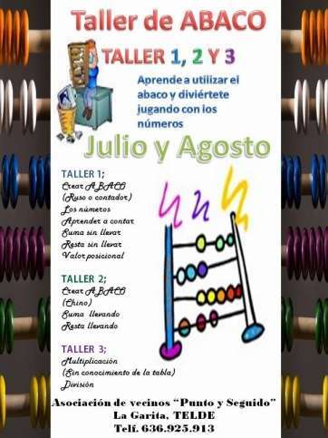 Cartel del taller de ábaco (Foto TA)