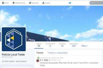 Captura de pantalla de la cuenta de Twitter de la Policía Local de Telde