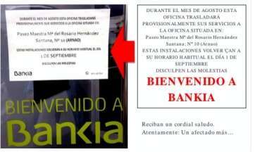 Pequeño cartel anunciando el cierre temporal de la oficina (Foto TA)