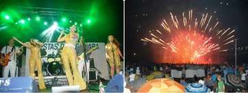 Composición fotográfica con el concierto Tributo a Abba y los fuegos artificiales (Foto TA)