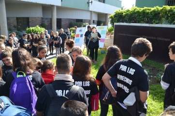 Lectura del manifiesto, este miércoles (Foto TA)