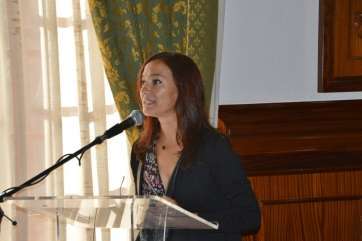 Ana Cárdenes, durante la lectura del manifiesto (Foto TA)