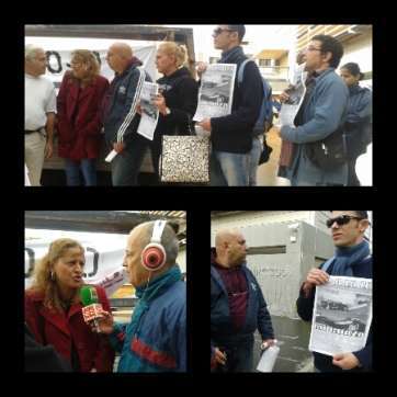 Imágenes de la protesta a las puertas del Juzgado de Telde a favor de Begoña Pérez y sus hijos (Foto Telde Responde)