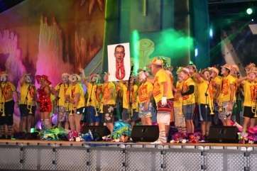 Los Chancletas, vigentes campeones del concurso, durante su actuación en los Carnavales 2014 de Telde (Foto TA)