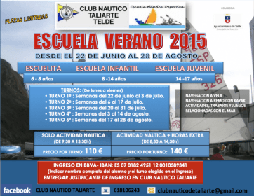 Cartel de la Escuela de Verano de Taliarte, organizada por el club náutico (Foto TA)