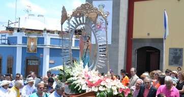 Procesión de la Virgen de las Nieves, este miércoles en Lomo Magullo (Foto TA)