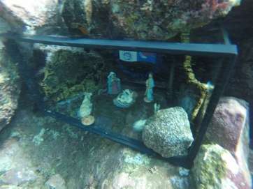 Belén submarino instalado por Henrisub en los fondos de Taliarte (Foto TA)