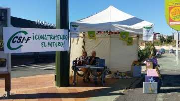 Puesto de recogida de juguetes instalado por CSI-F en La Mareta, este sábado (Foto TA)