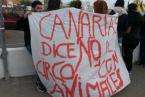 Protesta en Telde contra el Circo Kaos (Foto TA)
