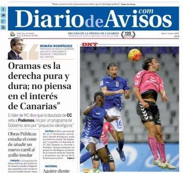 Portada de Diarios de Avisos de este lunes (Foto TA)