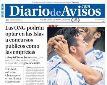 Portada de Diarios de Avisos de este martes 23 de febrero de 2016 (Foto TA)