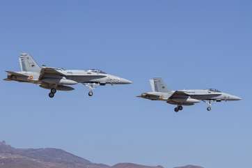 Cazas F-18 del Ala 46, el año pasado durante las maniobras DACEX/DACT (Foto Antonio Rodríguez)