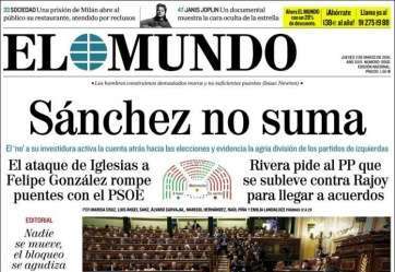 Portada del periódico El Mundo de este jueves 3 de marzo (Foto TA)
