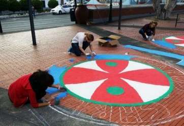 Alfombras, el año pasado, frente a la iglesia de Jinámar (Foto TA)