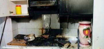 Estado en que quedó la cocina del vecino del Valle de Jinámar (Foto TA)