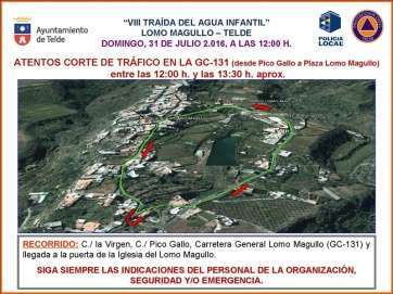 Cartel con indicaciones del corte (Foto TA)