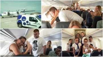 Mosaico de fotos con la original pedida de mano (Fotos cedidas por  CanaryFly)