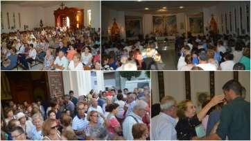 Mosaico de fotos del funeral de este martes en la iglesia de Clavellinas (Foto TA)