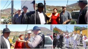 Mosaico de imágenes del homenaje a la pareja Juan Medina y María Suárez , el domingo, durante la Traída del Agua (Foto TA)