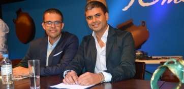 Gaumet Florido y Nicolás Castellano, anoche en el pregón de Melenara (Foto TA)