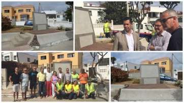 Monolito donde irá la placa de reconocimiento a Elías Ruano (Foto TA)