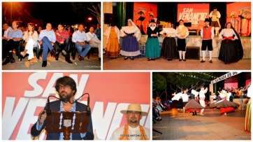 Mosaico de fotos de los actos de anoche en Casa Nuevas-Valderrama (Foto TA)