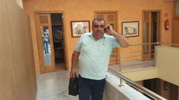 Pablo Rodríguez, esta mañana en el Ayuntamiento (Foto TA)